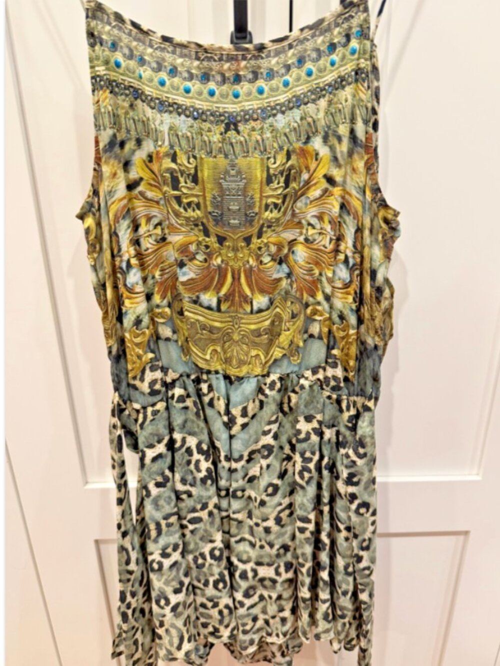 Camilla Blue, Teal and Gold Printed Mini Dress - Picture 4 of 9